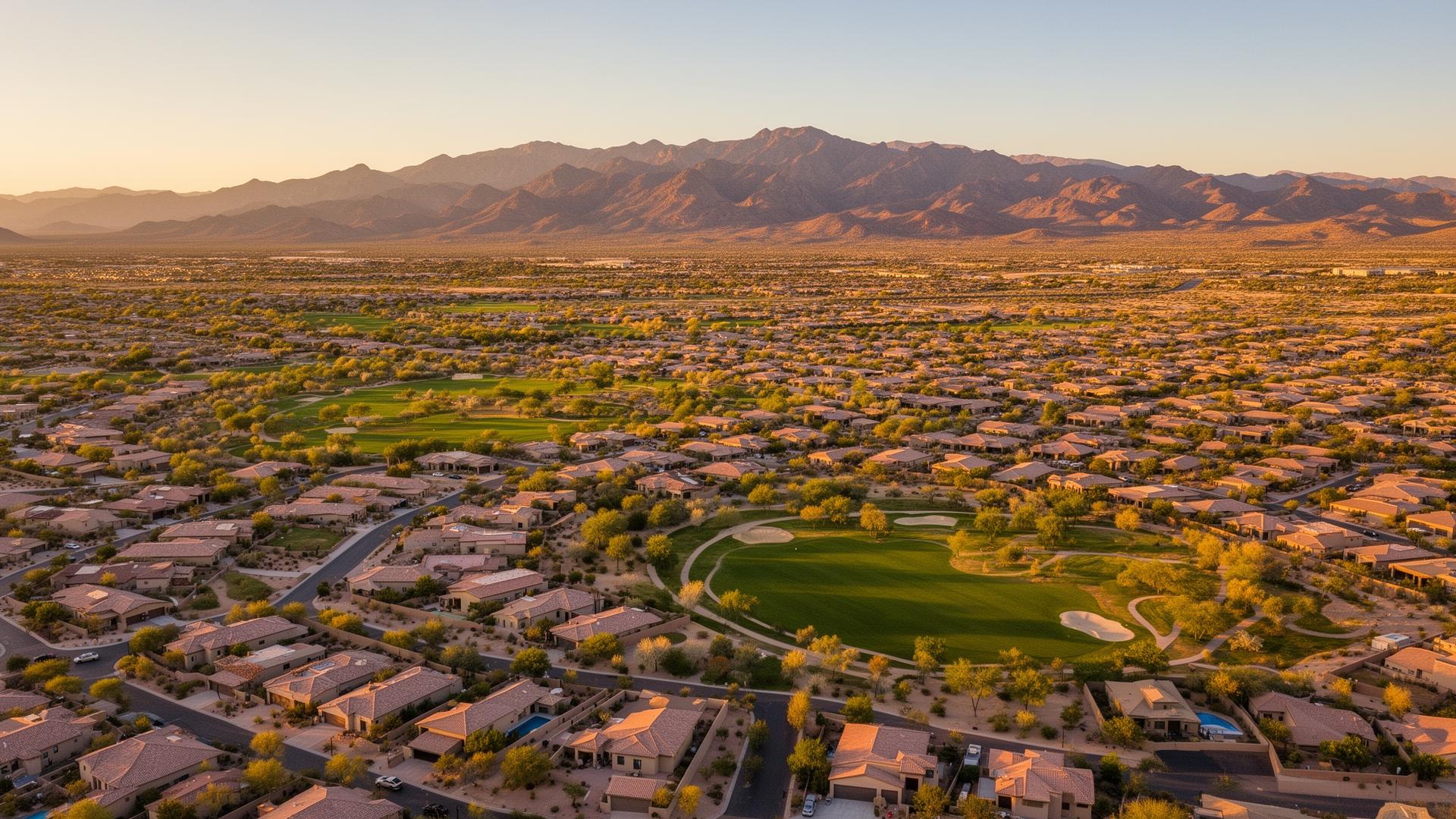 Aerial view of Queen Creek Arizona homes and communities