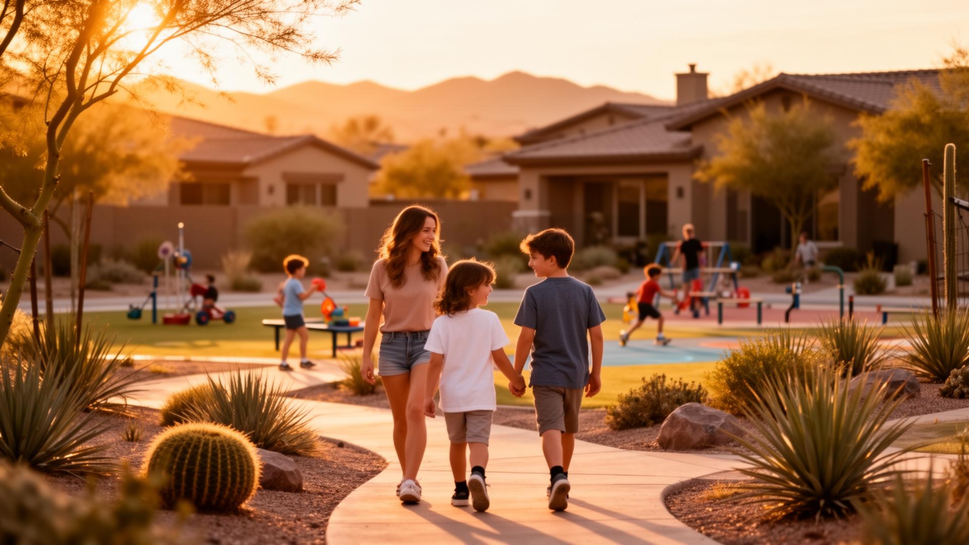 Queen Creek Arizona community lifestyle at golden hour